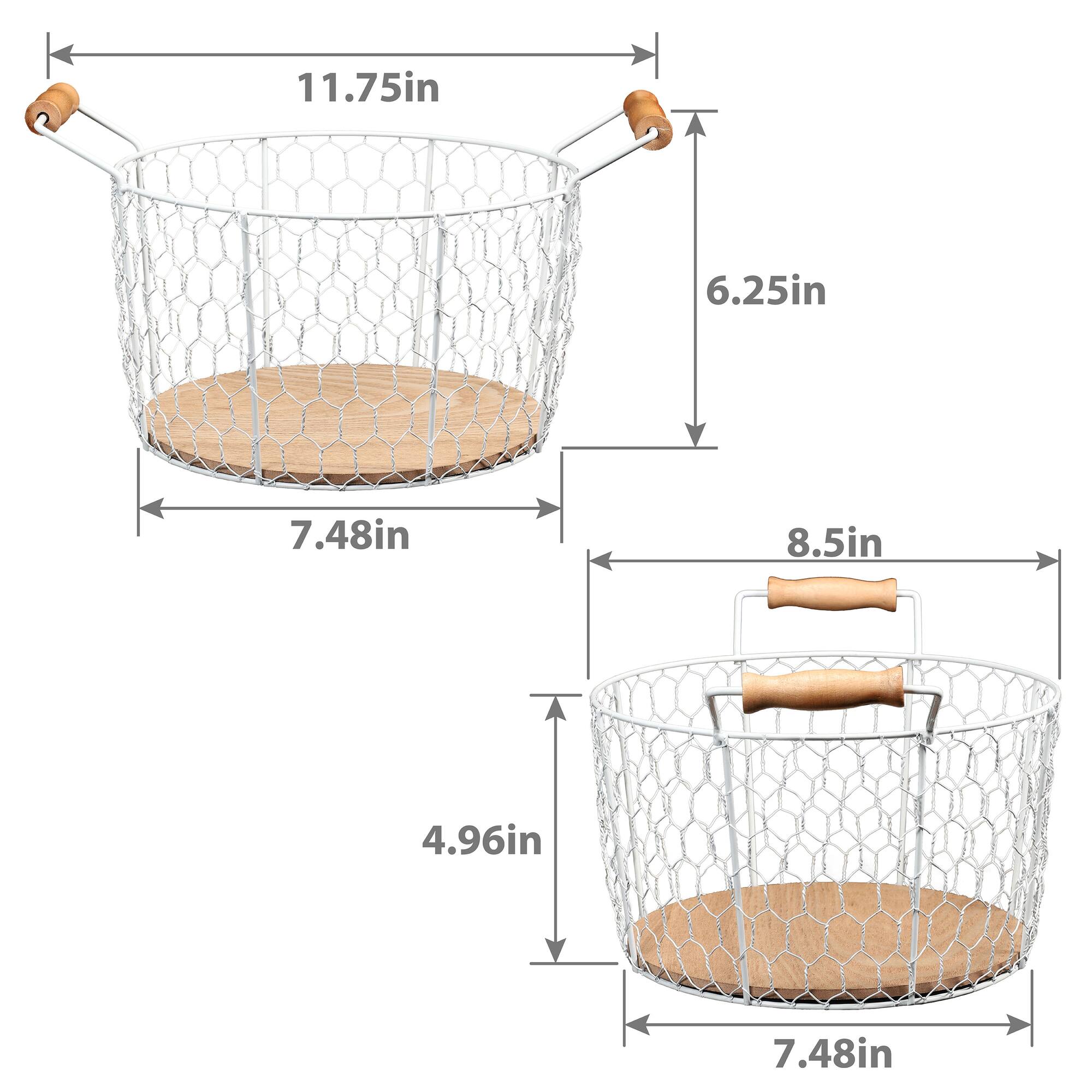6 Pack: 12" Chicken Wire Basket with Wood Look Base